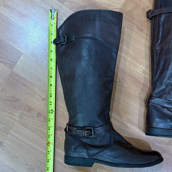 Frye Women's Tall Dark Brown Leather Boots - Picture 2 of 8